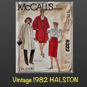 McCall’s 8322 Halston Poncho Blouse Skirt Pants Uncut Sewing Pattern ©️ 1982